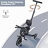 newyoo Toddler Bike, Tricycle w Push Handle for 1-3 Year Old, Birthday Gifts and Toys for Boy's and Girl's Birthday, Convertible 5 in 1 Baby Balance Bike, Kids Outdoor Riding Toys, Black, TR007 #2