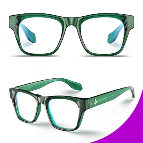 Image of VISOONE Square Blue Light Blocking Glasses TR90 Clear Lens for Women Men BONA