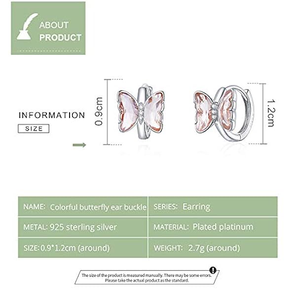 Örhängen för kvinnor, Butterfly Ear Spänne 100% 925 Sterling Silver Vibrerande Färgglada CZ örhängen Present för tjej Modesmycken