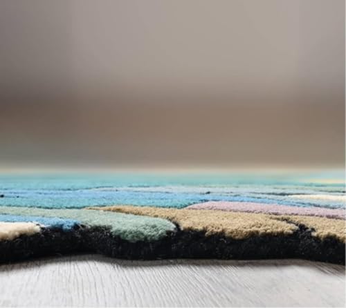 Image of Sifa Carpet Crafted with Care: Premium Hand-Tufted Wool Carpets Irregular Shaped Botanical Design Handmade Area Rugs, Living Room, Bedroom Rust,Beige Color Size 5x8 feet (150x240cm)