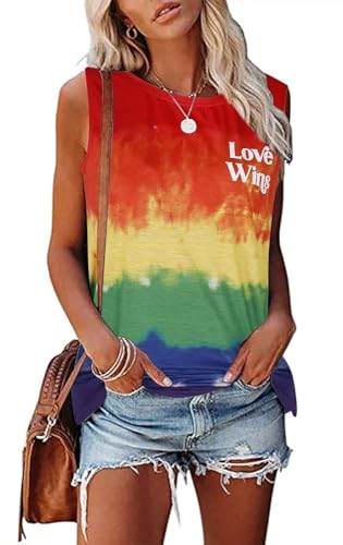 Love is Love Pride Tank Top Women-LGBTQ Flag Shirt Rainbow Pride Tee Top Love Wins Summer Sleeveless Shirt