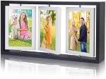 ZEEYUAN 4x6 Desk Picture Frame Rotating Double-Sided Picture Frame, 4x6 Wooden Collage Family Photo Frame for Office Desktop, Holds 6 Photos, Black