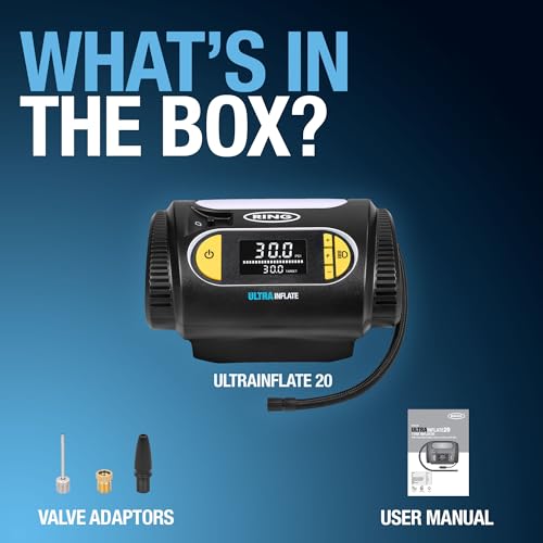 Ring Automotive ULTRAINFLATE 20 Digital Tyre Inflator - Featuring Auto-Stop & Progress Meter - Compact, Reliable & User-Friendly Tyre Pressure Solution - 2