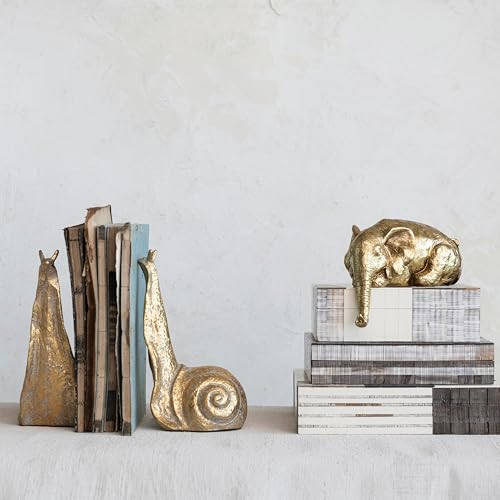 Image of Creative Co-Op Decorative Distressed Cast Metal Snail Bookends, Gold