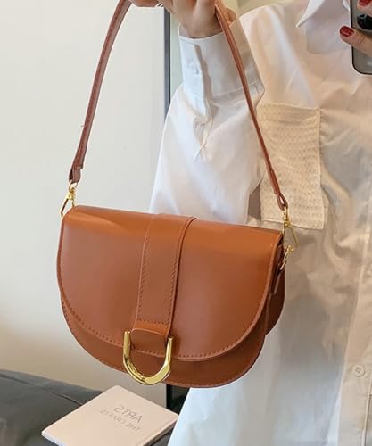 Image of Women's Hobo Handbags Crossbody Bags Trendy Saddle Purse Vegan Leather Slouchy Shoulder Handbags Underarm Bag
