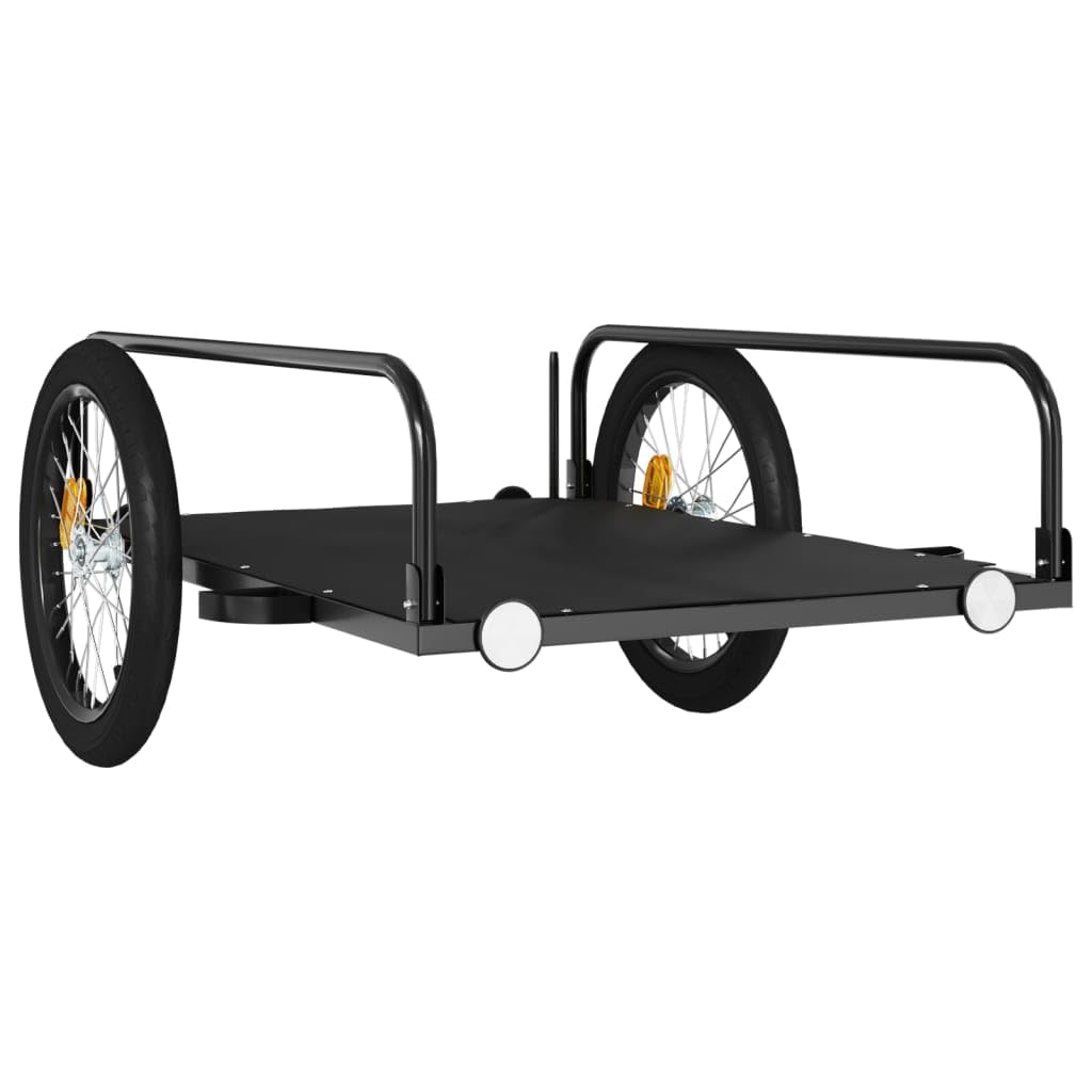 vidaXL Remorque de vélo Noir 135x70x37 cm Fer, Chariot de vélo, Chariot de vélo, remorque de vélo pour Enfants, Poussette de vélo