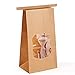 Halulu Bakery Bags Wax Kraft Paper Bags 100Pcs 3.54x2.36x6.7" Tin Tie Tab Lock Bags Brown