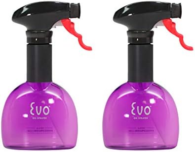 Evo Oil Sprayer Bottle, Non-Aerosol for Olive Cooking Oils, 8-ounce Capacity, Set of 2, Purple