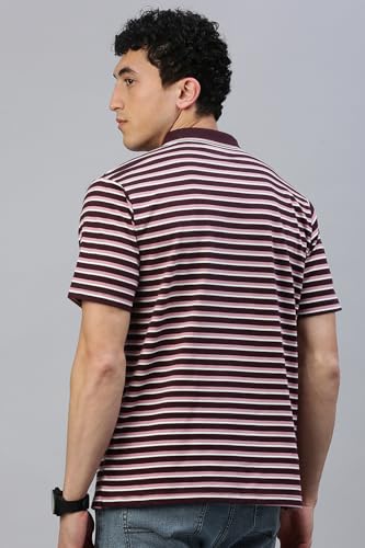 Image of Classic Polo Men's Half Sleeve Polo Neck Authentic Fit Striped Cotton T-Shirt
