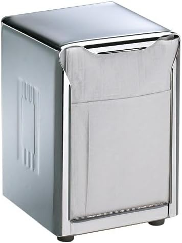 San Jamar Napkin Dispenser – Restaurant Napkin Dispenser Lowfold Tabletop Stainless Steel, Two Sided Dispensing For Kitchens, Restaurants and Catering, 3.75 x 5.5 x 4", Stainless Steel