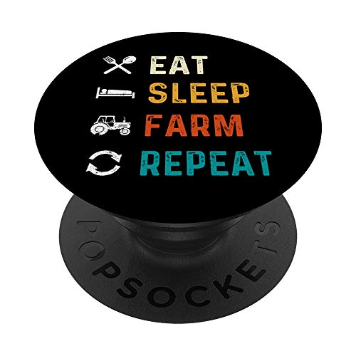 Funny Eat Sleep Farm Repeat Farmer Life Pun PopSockets PopGrip: Impugnatura per Telefoni Cellulari e Tablet Intercambiabile