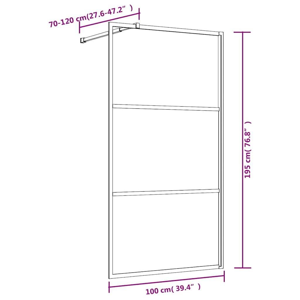 Mampara de ducha de cristal templado dorado 100 x 195 cm, marco de aluminio de seguridad de 5 mm, protección contra salpicaduras para caminar en esquina o baño