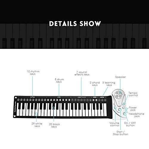Clavier de piano pliable à 49 touches – Le piano à clavier portable se branche sur les écouteurs et fonctionne sur… - Les Beatles, Paul McCartney, John Lennon, RIngo Starr, George Harrison Clavier de piano pliable à 49 touches - Le piano à clavier portable se branche sur les écouteurs et fonctionne sur… – Image 3