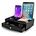Ideas In Life Valet Drawer Charging Station – Black Nightstand Organizer Wallet and Key Tray Holds Watches, Jewelry, Tablet - 5 Compartment Cell Phone Holder for Men and Women