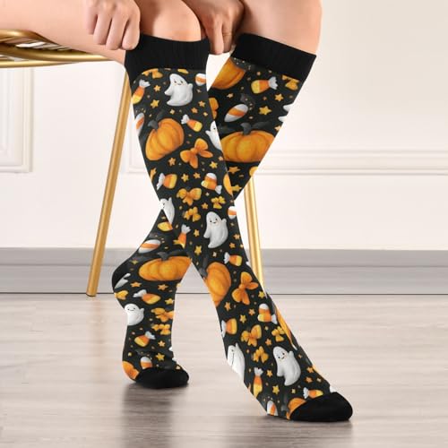 Image of Pigsaly Womens Compression Socks Yellow Stars Funny Brown Capybara Knee High Socks Athletic Tube Sock Outdoor Sport Socks
