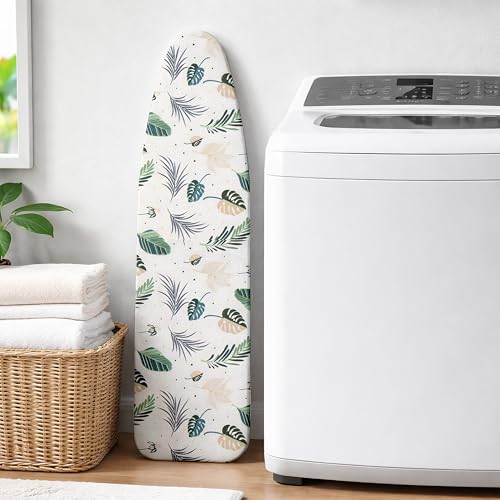 Ironing Board Cover and Pad,Thick Scorch Resistant Padding Green Leaves Print Iron Boards Covers,Standard Size Easy-Fastening Magic Tape & Elastic Edges for Secure Fit by yidfbfkid - Used condition - Image 7