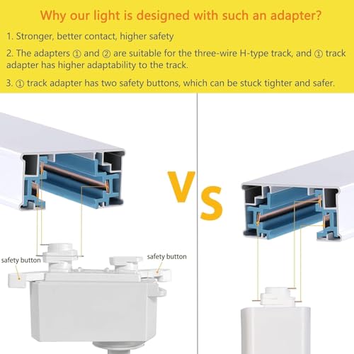 Yuemegou Track Light Heads, Extra Large Size High Brightness, 40W 3200lm H Track Light Heads, 6pcs 4000K Natural Light Adjustable Angle Track Lights, Suitable for H-Type 3-Wire Track Rails