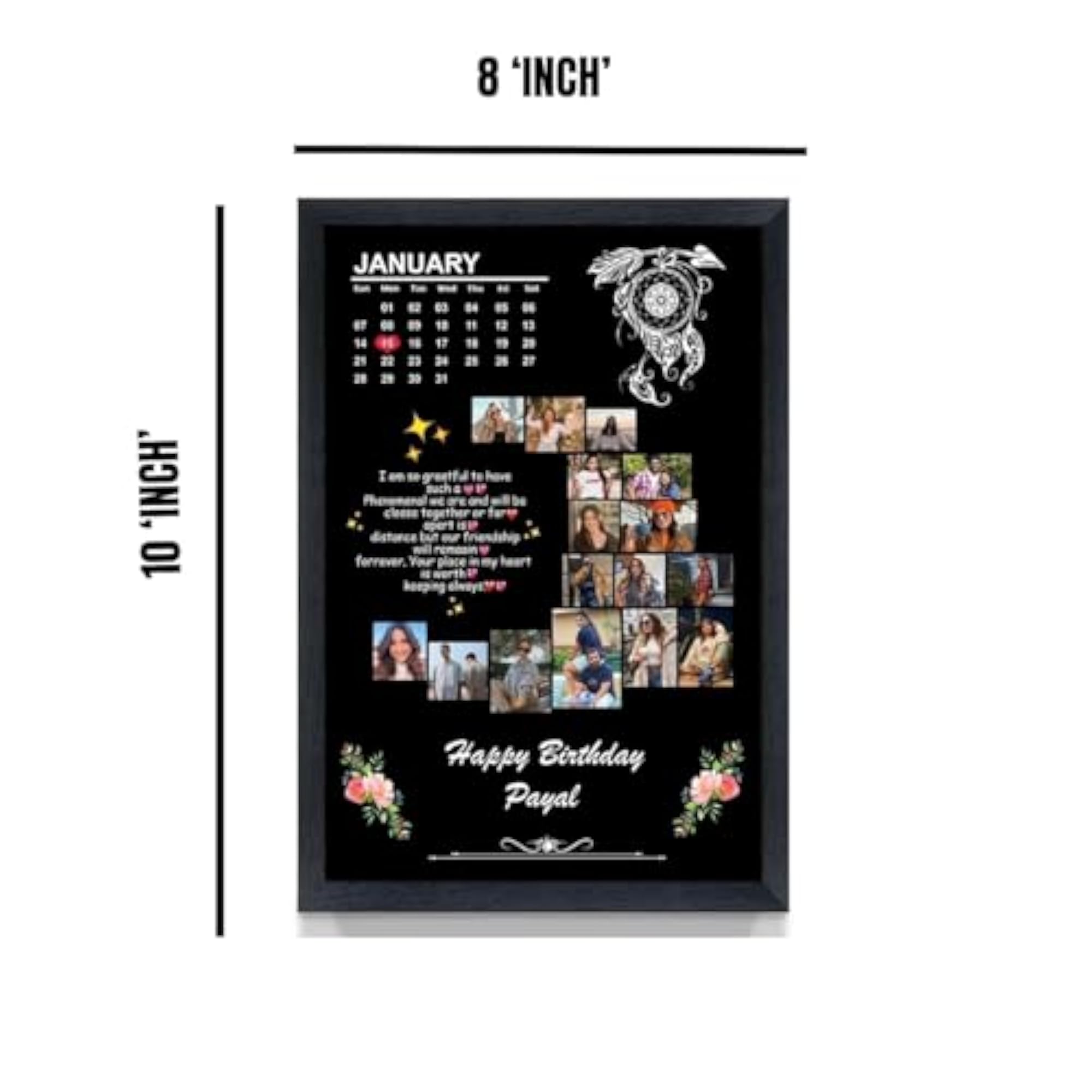 Moon Shape Black Personalized Photo Frame
