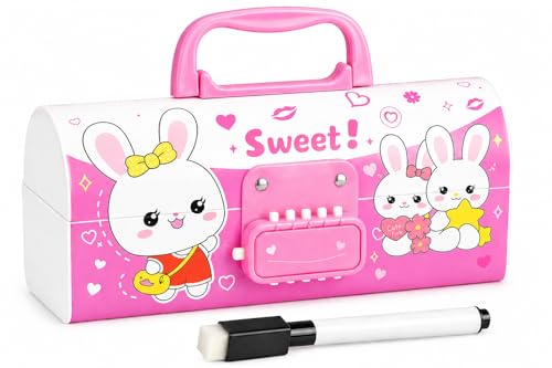 Image of Invite Cute Sweet Pencil Case Suitcase Style Password Lock Pencil Case, Multi-Layer Pencil Box for Kids, Boys, Girls, Stationary Organizer Box, Birthday Return Gift for Kids(Sweet Pink-SPB)
