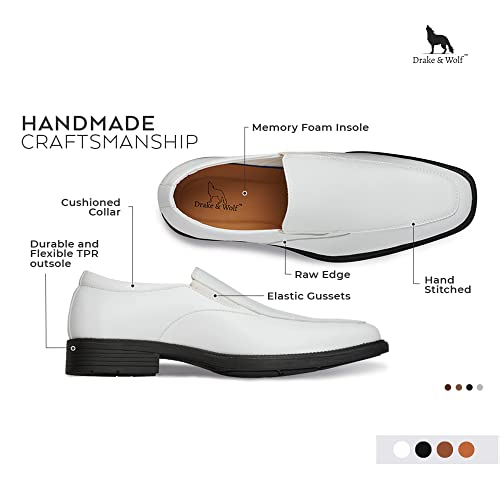 Drake & Wolf Mens Loafers Shoes - Mens Dress Shoes - Classic Manmade Microfiber Leather Loafers For Men Casual Dress Shoes - Comfortable Slip On Dress Shoes For Men - Formal Shoes White #TOP5