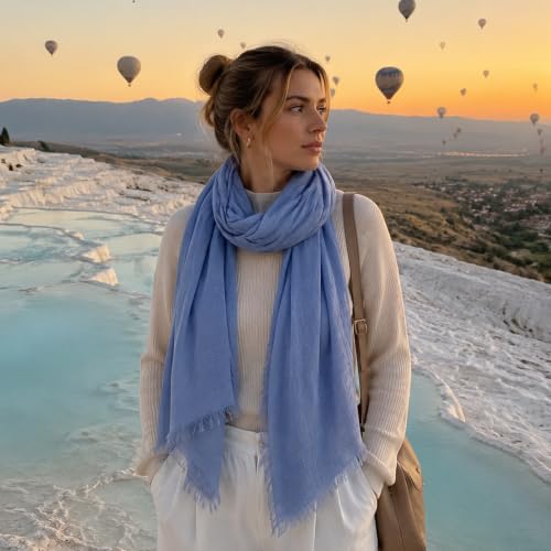Image of Lightweight Cotton Blend Scarf for Women Men | Large,Breathable,Thin,Soft,Crinkle Scarf,Hijab Head Wrap,NeckScarf,Everyday,Travel Scarf,Summer Dress Scarves Holiday Gift