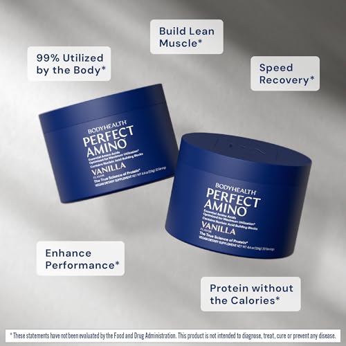 Image of BodyHealth PerfectAmino - BCAA and EAA Powder for Pre and Post Workout - Amino Acid Energy Drink for Men and Women to Support Lean Muscle and Recovery - Vanilla - 20 Servings