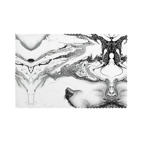 Sets de table imprimé marbre noir et blanc au design chic et moderne - 2