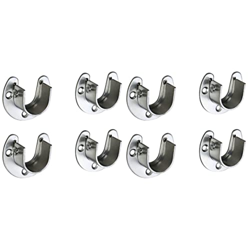 Cabilock 8 Pcs Stainless Steel Closet Clothes Rail 32mm Round Tube Shower Curtain Rod Mount with 3-hole Brackets