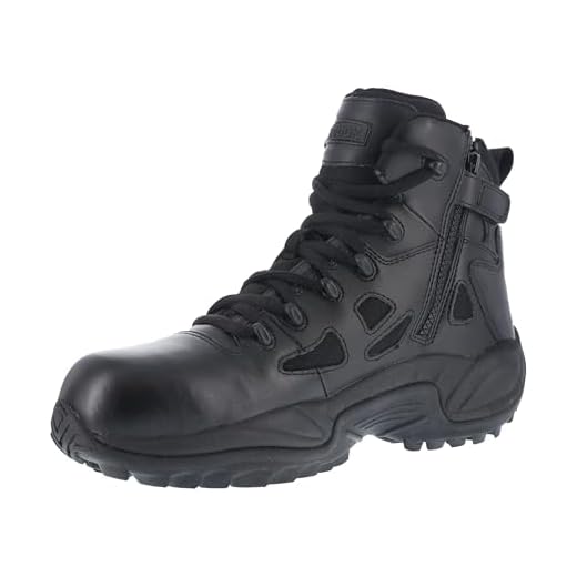 Reebok Rapid Response RB 6Stealth Tactical Boot With Side Zipper Mens, Noir, 43 EU