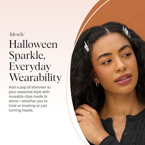 Kitsch Spider Hair Clips for Women - 2 Pcs | Rhinestone Hair Accessories with Strong Grip – Sparkly Barrettes for Styling & Everyday Hairstyles - image 8