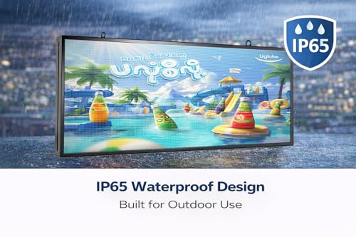 Image of P5 Outdoor LED Advertising Sign 39 inchx14 inch Full Color Programmable Digital Display, Scrolling Message Board with WiFi & USB Control, Aluminum Frame for Storefront Business Promotion