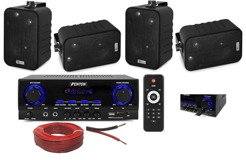 KIT AUDIO FILODIFFUSIONE PER LOCALI CON BLUETOOTH,SLOT USB, TELECOMANDO CON