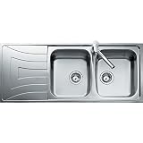 Acero inoxidable 18/10 Teka Universo 2C 1E - Fregadero de dos cubetas y escurridor, 1160 x 500 mm