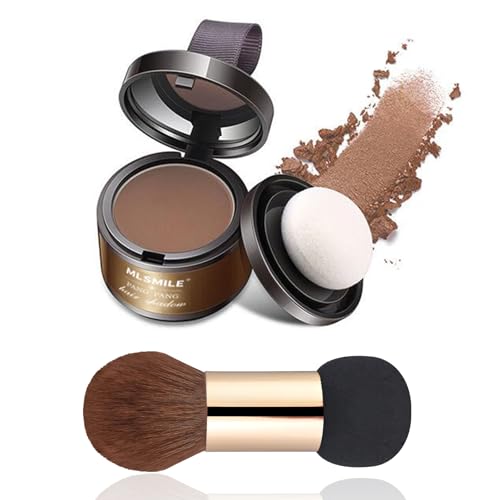 CHSEEO Polvo para Retoque de Raíces, Cubre para Canas de Mujeres y Hombres, Cubre Áreas de Cabello Fino al Instante, Resistentes al Sudor, 3 Cabezales de Cepillo, Hairline Powder - Marrón Claro