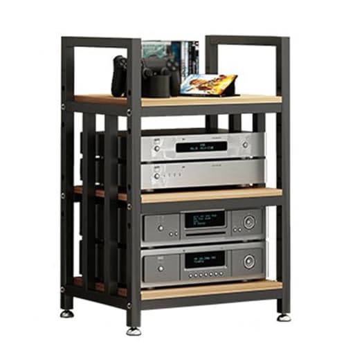  mobile stereo hi fi rack hifi Armadietto moderno per sistema rack stereo a 3/4 livelli con ripiano in legno regolabile, spazio per riporre componenti stereo di intrattenimento/giradischi/ricevitore/ap