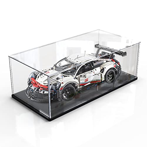 Nynelly Vitrine aus Acryl für Sammlung, transparente Acryl-Box mit Basis für Lego 42083 42096, Staubschutz für Action-Figuren, 23,6 x 11,8 x 7,9 Zoll, Schwarz Cover