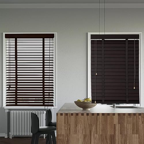 Persianas Venecianas Ventana, Estores Venecianas De Madera, (Ancho: 30~150cm X Alto: 50~218cm) Cortinas Opacas Interiores Personalizado, Persianas Venecianas Lamas 50mm(Negro)