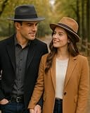 Zylioo XL Mens Felt Panama Hats for Big Heads,Winter Fedora Sun Hat,Warm Jazz Hat with Belt Buckle - Image 6