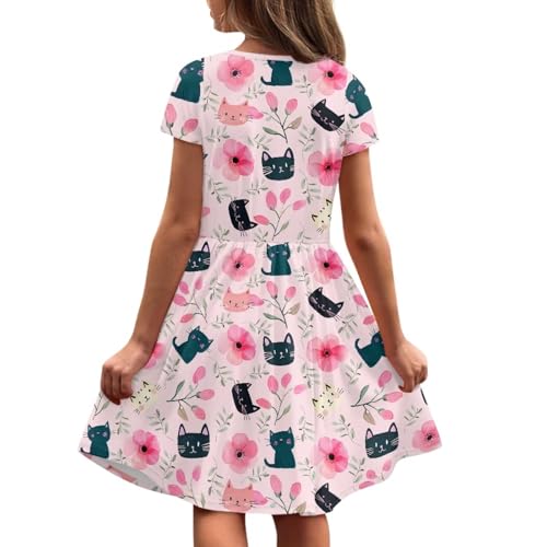 Image of Short Sleeve Dress for Girls with Pockets Cute Toddler Girl Clothes Summer 2-12