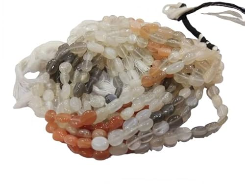 Multi Moonstone Smooth 6-8 mm Oval Beads, 13 Inches Strand, Natural Moonstone Loose Beads Strand for Jewelry Making, DIY, Moo CHIK-STNRD-2270