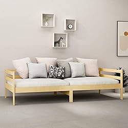 Susany Sofá Cama Estructura de Sofá Cama Individual Somier para Salón Oficina de Madera Maciza de Pino Natural 90x200 cm