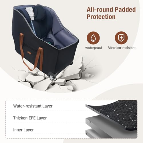 Image of Infant Car Seat Travel Bag with Wheels, Padded Zipper Pocket for Air Travel, Gate Check Car Seat Cover, Baby Travel Essentials