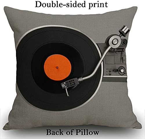 Smooffly Throw Pillow Case Retro Vintage Vinyl Record Cushion Cover 18x18 inch Linen Square Throw Pillow Cover for Living Room Sofa Couch Bed Pillowcase 45cm x 45cm