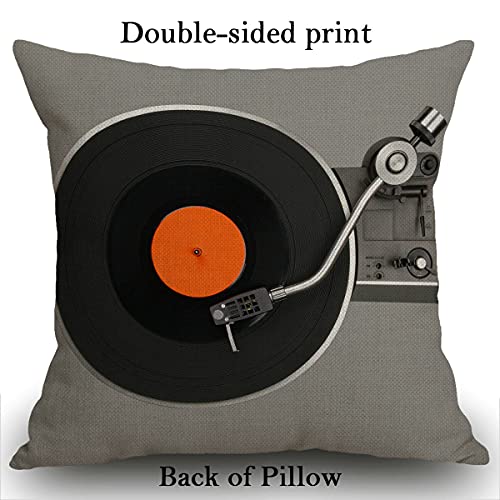 Smooffly Throw Pillow Case Retro Vintage Vinyl Record Cushion Cover 18x18 inch Linen Square Throw Pillow Cover for Living Room Sofa Couch Bed Pillowcase 45cm x 45cm