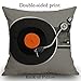 Smooffly Throw Pillow Case Retro Vintage Vinyl Record Cushion Cover 18x18 inch Linen Square Throw Pillow Cover for Living Room Sofa Couch Bed Pillowcase 45cm x 45cm