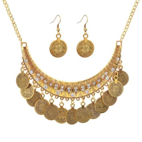 Bijoux Argent 925 parure bohème chic avec zircon cubique et pièces dorées éclatantes