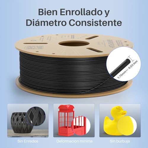 Filamento PLA+ Negro 1.75mm 1KG para Impresoras 3D - Velocidad y Precisión Óptimas - Fernando Cortés