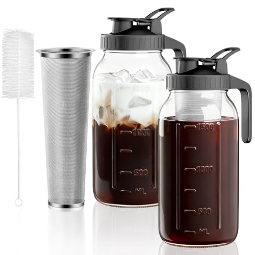 VA1KENE 2-Pack Cold Brew Coffee Maker - 64oz Mason...