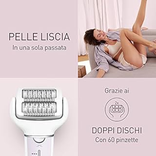 Panasonic ES-EY30-V503 Epilatore Bagnato e Asciutto, Doppio Disco con 60 Pinzette, Testina Flessibile Pivotante a 90°, 3 Impostazioni di Velocità e Luce LED, 30 Minuti di Funzionamento, Cordless