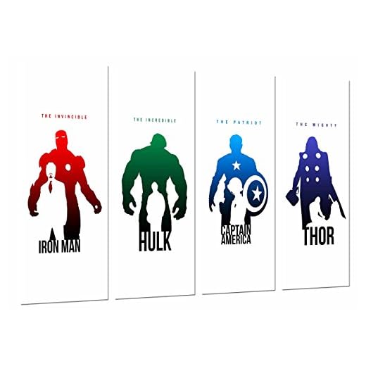 Cuadros Cámara Poster Fotográfico Iron Man, Hulk, Capitan America y Thor, Los Vengadores, The Avengers, Multicolor, 131 x 62 cm XXL